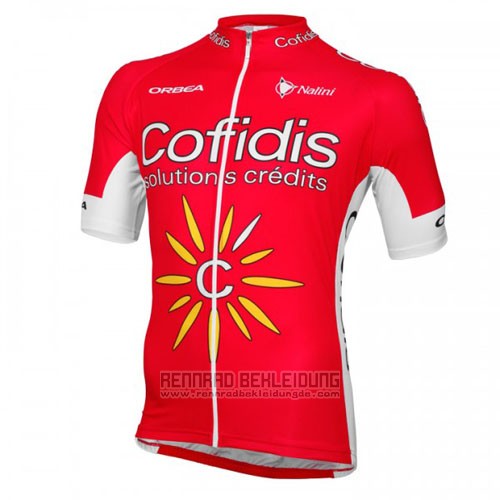 2016 Fahrradbekleidung Cofidis Rot und Wei Trikot Kurzarm und Tragerhose - zum Schließen ins Bild klicken